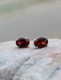 1ct Stud Earrings Oval Cut Red Garnet Solitaire Design 14k White Gold Finish