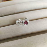 1.2ct Engagement Ring Oval Cut Pink Ruby Filigree 14k White Gold Finish