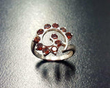 1.5ct Engagement Ring Round Cut Red Garnet Swirl Twist 14k White Gold Finish