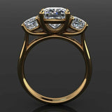 2.8ct Cushion Cut VVS1D Diamond Engagement Ring 14k Yellow Gold Finish Trilogy