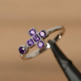 1.3ct Round Cut Purple Amethyst Jesus Cross Engagement Ring 14k White Gold Over