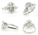 4Ct Oval Cut Diamond Trilogy Engagement Ring 14K White Gold Over Pear Accents