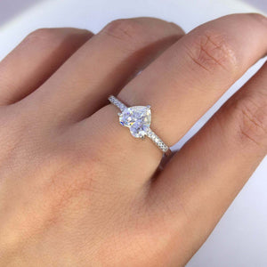 1.5ct Heart Cut Diamond Solitaire Ring 14k White Gold Finish with Round Accents