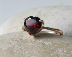 1.2ct Heart Cut Red Garnet Engagement Ring Solitaire Promise 14k Rose Gold Over