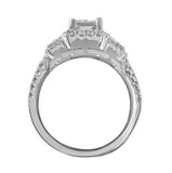 4Ct Princess Cut Diamond Baguette Accent Halo Engagement Ring 14K WhiteGold Over