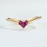 0.5ct Princess Pink Ruby Curved Minimalist Engagement Ring 14k White Gold Finish