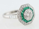 2.5ct Round Diamond Engagement Ring Green Emerald Dual Halo 14k White Gold Over