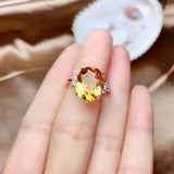 1.5ct Oval Cut Yellow Citrine Engagement Ring Diamond Petite 14k RoseGold Finish