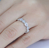 2ct Pear Simulated Diamond Full Eternity Bezel Set Band 14k White Gold Plated