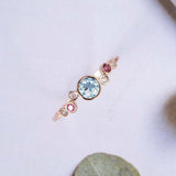 1ct Round Blue Aquamarine Engagement Ring Bezel Set Solitaire 14k Rose Gold Over