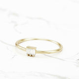 Dainty Minimalist Engagement Ring 0.2ct Baguette Cut Diamond 14k YellowGold Over