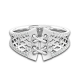 1Ct Round Cut Diamond Unique Corset Design Wedding Band Ring 14K White Gold Over