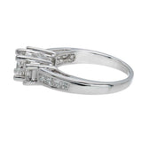 3ct Princess Cut Diamond Solitaire with Accent Trilogy Ring 14k WhiteGold Finish