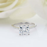 1.5ct Cushion Cut Diamond Engagement Ring Accents Solitaire 14k WhiteGold Finish