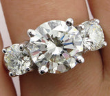 3.5Ct Round Cut Diamond Trilogy Solitaire Engagement Ring 18K White Gold Finish