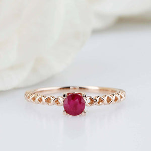 0.5ct Round Pink Ruby Engagement Ring Wire Mesh Band Solitaire 14k RoseGold Over