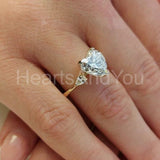 1ct Heart Simulated Diamond Three Stone Engagement Ring 14k Yellow Gold Plated