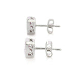 1.4ct Stud Earrings Pink Sapphire Cut Bezel Set Solitaire 14k White Gold Finish