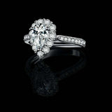 1.6ct Pear Diamond Engagement Ring Halo Solitaire with Accent 14k WhiteGold Over