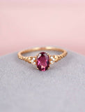 1ct Oval Cut Pink Ruby Engagement Ring Solitaire Heart Band 14k Rose Gold Finish