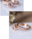 1.8ct Round Cut Peach Morganite Bridal Set Engagement Ring 14k Rose Gold Finish