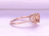 2ct Heart Cut Yellow Citrine Engagement Ring Halo Diamond 14k Rose Gold Finish