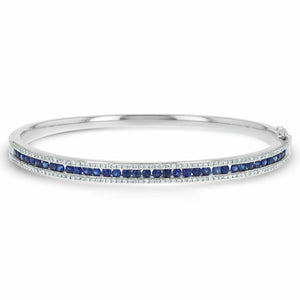 10ct Round Cut Blue Sapphire Channel Set Cuff Bangle Bracelet 14k WhiteGold Over