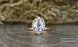 1ct Oval Cut VVS1D Diamond Engagement Ring 14k Rose Gold Finish Halo Solitaire