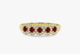 2ct Round Cut Pink Ruby 5 Stone Diamond Halo Wedding Band 14k Yellow Gold Finish