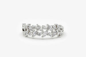 2.3ct Wedding Band Marquise Cut Diamond Dual Row Cluster 14k White Gold Finish