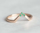 0.3ct Round Green Emerald Wedding Band Ring 14k Rose Gold Over Stackable Curved