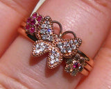 Butterfly Design Engagement Ring 1.2ct Round Cut Diamond 14k Rose Gold Finish