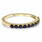 1.6ct Round Cut Blue Sapphire Wedding Band Half Eternity 14k Yellow Gold Finish