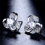 1.5ct Round Cut VVS1D Diamond Flower Design Stud Earrings 14k White Gold Finish