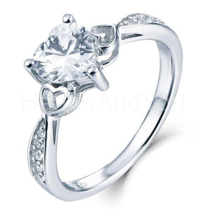 1ct Heart Simulated Diamond Solitaire with Accents Ring 14k White Gold Plated