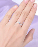 Cluster Curved Wedding Band 1ct Round Cut Diamond Sapphire 14k White Gold Finish