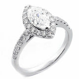 1.5ct Marquise Cut Diamond Halo Solitaire Engagement Ring 14k White Gold Finish