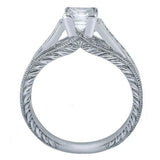 1.15ct Princess Diamond Solitaire with Accent Vintage Ring 14k White Gold Finish