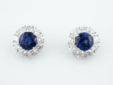 2ct Round Cut Blue Sapphire Diamond Halo Women Stud Earrings 14k White Gold Over