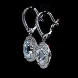 5Ct Cushion Cut Diamond Halo Solitaire Elegant Drop Earrings 14K White Gold Over