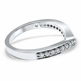 1.5ct Round Cut Diamond Wedding Band V Shaped Petite Curved 14k WhiteGold Finish