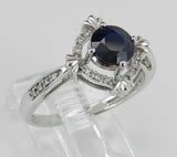 3Ct Round Black Diamond Accent Vintage Halo Engagement Ring 14K White Gold Over