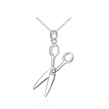 Cute Petite Scissor Tailor Craft Gift Sewing Chain Pendant 14k White Gold Finish