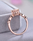 1.6Ct Round Peach Morganite Diamond Accents Engagement Ring 14K Rose Gold Finish