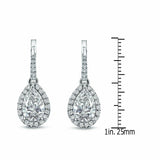 2Ct Pear Cut Diamond Stylish Halo Drop Earrings for Women 14K White Gold Finish