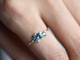 2ct Round Cut London Blue Topaz Cluster Engagement Ring 14k Yellow Gold Finish