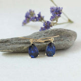 1.2ct Pear Cut Blue Sapphire Tear Drop Earring Women 14k Yellow Gold Finish