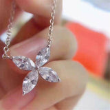 1.2ct Marquise Diamond Pendant Chain Petite Floral Leaf Ring 14k White Gold Over