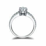 2.9ct Round Cut Diamond Dual Row Split Band Solitaire Ring 14k White Gold Finish