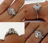 3Ct Round Diamond Vintage Art Deco Filigree Engagement Ring 14K White Gold Over